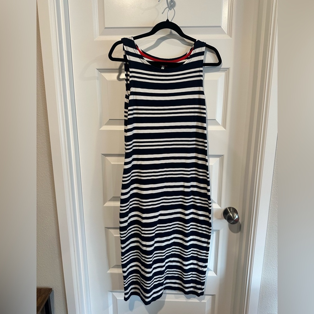 Joules Striped Navy and White Sleeveless Dress - EUC